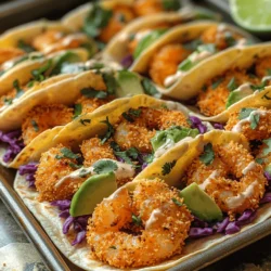 Crispy Coconut Shrimp Tacos are a delightful fusion of flavors and textures, combining the sweetness of coconut with the savory crunch of perfectly fried shrimp. This recipe not only provides a satisfying meal but also transports you to a tropical paradise with each bite. Originating from coastal regions where seafood and tropical fruits are abundant, coconut shrimp tacos have gained popularity for their ability to offer an exciting twist on traditional taco fare. Their unique combination of flavors makes them an ideal dish for both casual dinners and festive gatherings.