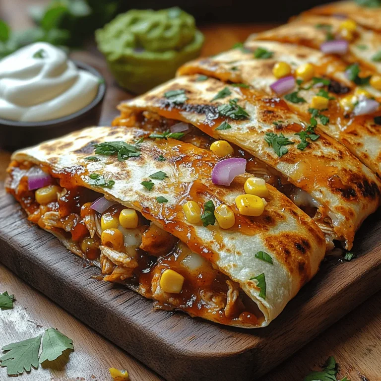 Crunchy BBQ Chicken Quesadillas are the epitome of culinary comfort, merging the smoky sweetness of barbecue with the satisfying crisp of a perfectly cooked tortilla. This dish is not just another addition to your recipe collection; it’s a versatile option that fits seamlessly into busy weeknight dinners or festive gatherings with friends and family. Whether you’re feeding a crowd or simply enjoying a laid-back evening at home, these quesadillas deliver a delightful burst of flavor and texture that is sure to please everyone at the table.