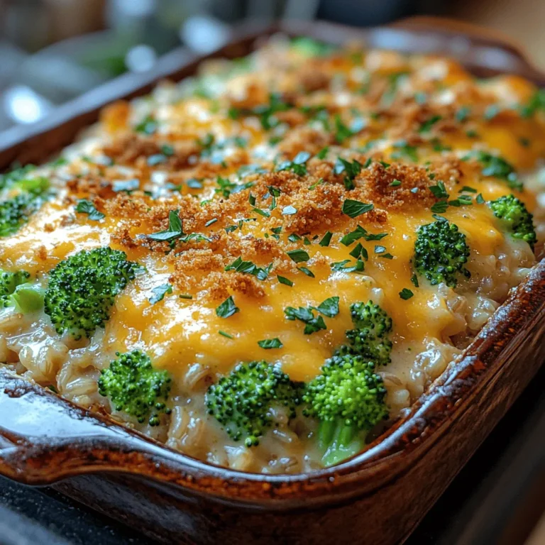 When it comes to comfort food, few dishes resonate as warmly as a creamy casserole. The Delightful Creamy Broccoli Rice Bake is a shining example of this genre, combining wholesome ingredients into a dish that is not only delicious but also incredibly satisfying. This bake is a harmonious blend of tender broccoli, fluffy brown rice, and a rich, creamy sauce that envelops every bite in a comforting embrace. Perfect for family gatherings or a cozy dinner at home, this recipe has won hearts for its flavor and ease of preparation.