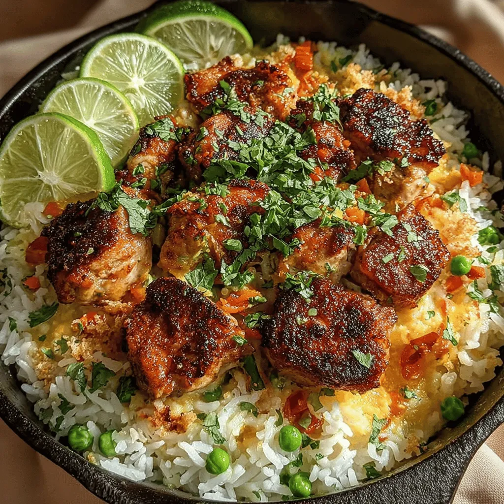 Coconut Lime Chicken and Rice Skillet is a vibrant and satisfying dish that perfectly marries the flavors of tropical coconut with the zesty punch of fresh lime. This one-pan meal is not only a feast for the senses but also a practical choice for busy weeknights, making it an ideal option for family dinners or meal prep. With its easy preparation and wholesome ingredients, this dish promises to deliver a delightful culinary experience that will leave everyone asking for seconds.