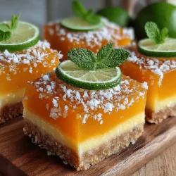 Tropical Paradise Mango Lime Bars offer a delightful fusion of flavors that transport your palate straight to sun-soaked beaches and swaying palm trees. This refreshing dessert captures the essence of summer with its vibrant combination of ripe mangoes and zesty lime, making it an ideal treat for warm weather gatherings or a simple indulgence on a sunny afternoon. Unlike many traditional desserts, these bars leverage the natural sweetness of fruit, making them not only delicious but also a healthier option for those seeking a guilt-free way to satisfy their sweet tooth.