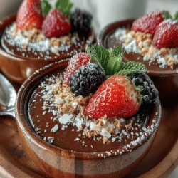 Creating the perfect chocolate avocado mousse begins with properly blending your ingredients to achieve that silky, smooth texture. Start by ensuring that your avocados are ripe, as this will significantly affect the creaminess of your mousse. After removing the pit and scooping out the flesh, place it in a high-speed blender or food processor.