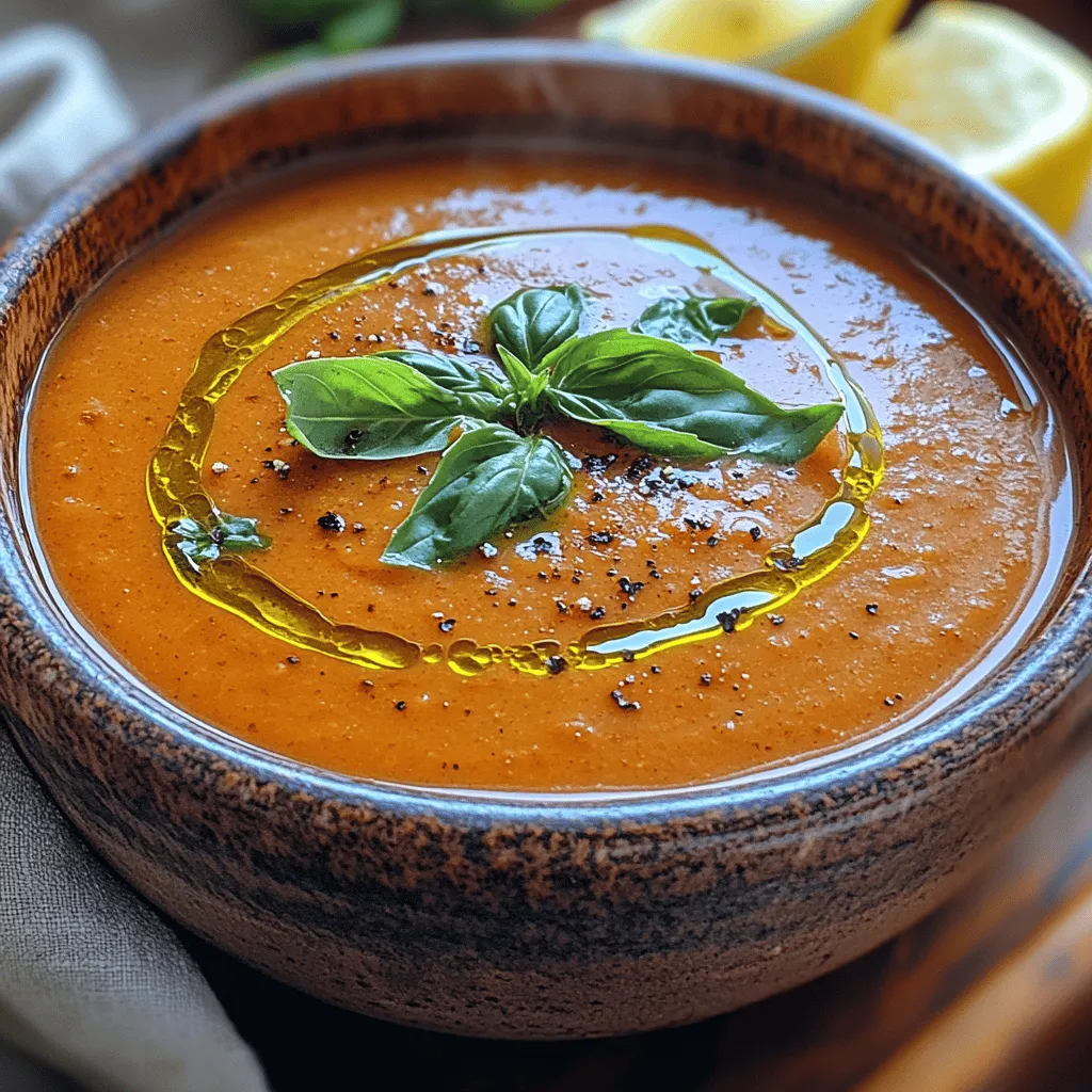 Roasted red pepper soup is a culinary gem that captivates the palate with its vibrant color and rich flavor. This dish embodies comfort in a bowl, making it a perfect choice for chilly evenings or a cozy lunch. The sweetness of the roasted red peppers, combined with aromatic spices and creamy undertones, creates a harmonious blend that is both satisfying and nourishing. Whether served as a starter or a main dish, this soup’s versatility allows it to adapt to various dining occasions, from casual family meals to elegant dinner gatherings.