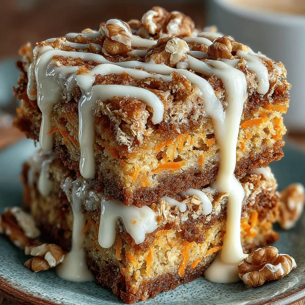 Before diving into the deliciousness of Carrot Cake Oatmeal Squares, it's essential to prepare your kitchen effectively. Preheating your oven to 350°F (175°C) ensures it reaches the right temperature for baking, which is crucial for achieving the perfect texture. While the oven is warming up, take the time to prepare your baking dish. Lightly grease a 9x13 inch baking dish with cooking spray or line it with parchment paper. This not only makes it easier to remove the squares later but also helps to ensure even baking. Proper preparation of both the oven and the baking dish creates a solid foundation for your recipe, promoting even heat distribution and preventing sticking.