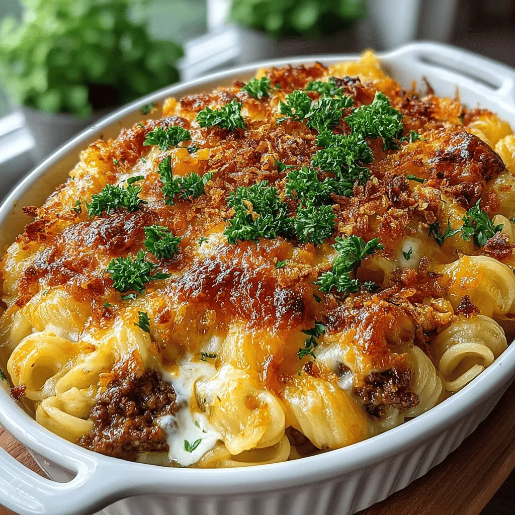 When it comes to comfort food, few dishes can rival the nostalgic appeal of Cheesy Beef and Mac Casserole. This hearty, one-pot meal encapsulates the essence of home cooking, bringing together tender macaroni, savory ground beef, and a luscious cheese sauce that envelops each ingredient in a warm embrace. Whether you're preparing a weeknight dinner for your family or hosting a gathering with friends, this casserole is sure to please a crowd. Its straightforward preparation and satisfying flavors make it a staple in many households, particularly for those who lead busy lives and need a quick, delicious solution to mealtime.