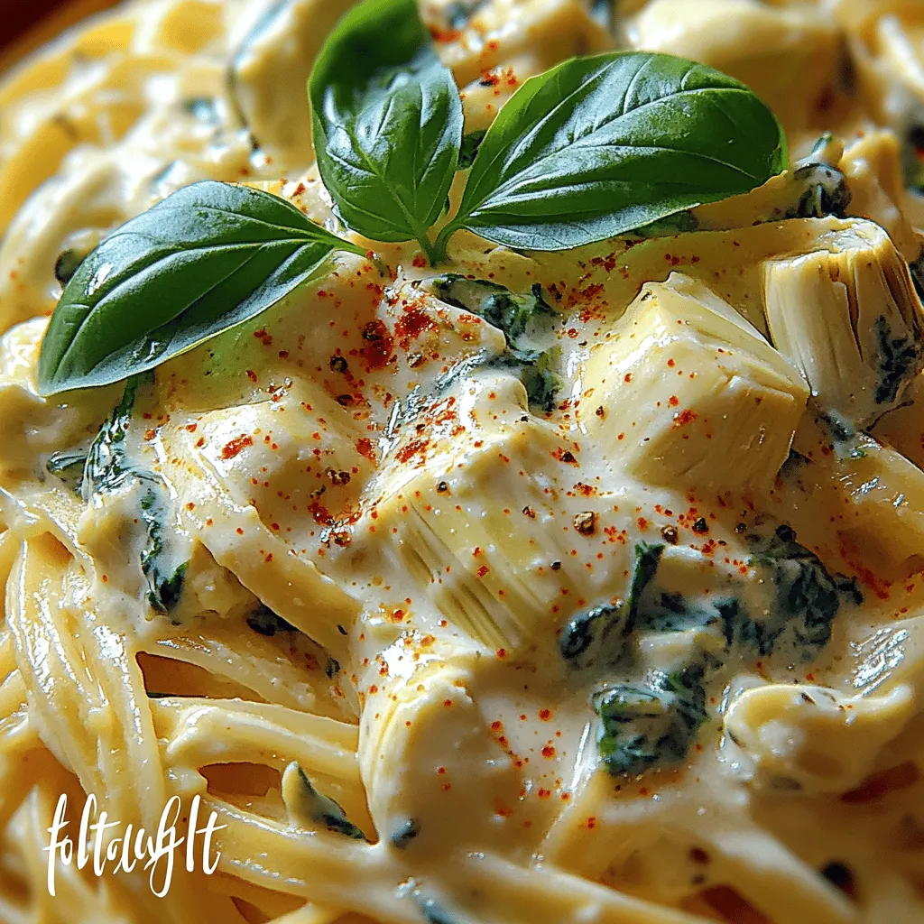 Creamy Spinach Artichoke Pasta is a delightful dish that marries the rich, velvety textures of a creamy sauce with the nutritious goodness of fresh vegetables. This recipe is a celebration of flavor that brings together the beloved combination of spinach and artichokes, known for their ability to elevate any dish they grace. The creamy base not only enhances the natural flavors of these ingredients but also creates a comforting meal that can easily satisfy even the heartiest of appetites.