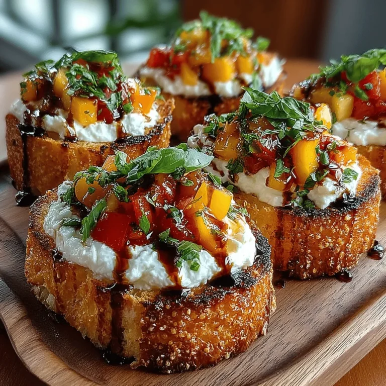 Bruschetta, a quintessential Italian appetizer, has captured the hearts and palates of food lovers around the globe. Traditionally made with toasted bread topped with a variety of ingredients, bruschetta is celebrated for its simplicity, versatility, and the ability to highlight fresh, seasonal produce. Among the myriad of combinations, Peach & Ricotta Bruschetta stands out, offering a harmonious blend of sweet and savory flavors that is perfect for summer gatherings or a light snack.
