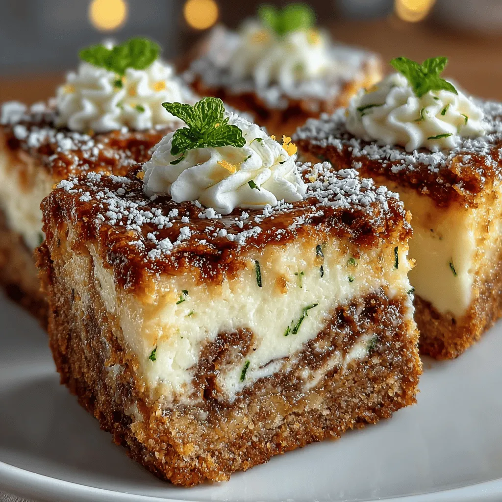 Zucchini is often celebrated for its versatility in savory dishes, but many might overlook its potential in desserts. This humble vegetable, often relegated to the sidelines, brings a unique texture and moisture that can elevate sweet treats to new heights. Among the myriad of ways to incorporate zucchini into desserts, zucchini cheesecake bars stand out as a delightful fusion of creamy, rich cheesecake flavor and the subtle earthiness of zucchini. These bars not only satisfy your sweet tooth but also add a nutritious twist by including vegetables, making them a guilt-free indulgence.