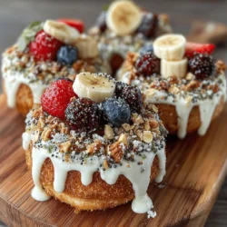 In today's health-conscious world, desserts are often viewed with suspicion, but that doesn't have to be the case. Healthy desserts can be both delicious and satisfying, providing a guilt-free way to indulge your sweet tooth. One such treat that beautifully marries nutrition and taste is the Frozen Yogurt Granola Donut Rings. These delightful rings are not only visually appealing but also packed with flavors and textures that will awaken your taste buds. Imagine biting into a soft, cake-like donut, topped with creamy yogurt, and finished with a crunchy granola layer. This recipe is a celebration of wholesome ingredients that work harmoniously together.
