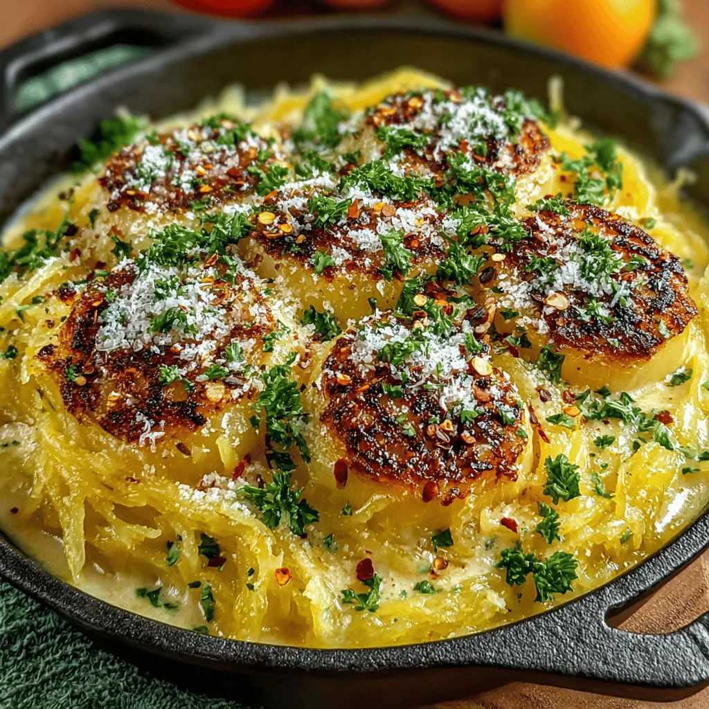 Spaghetti squash has gained popularity as a versatile and nutritious alternative to traditional pasta, capturing the hearts of health enthusiasts and food lovers alike. Its unique texture and mild flavor create a canvas for a variety of sauces and toppings, making it an ideal choice for those looking to enjoy a satisfying meal without the carbohydrates associated with conventional pasta. In this recipe, we will explore how to prepare a deliciously creamy roasted garlic sauce that elevates the humble spaghetti squash into a gourmet dish. Whether you follow a gluten-free or dairy-free diet, this recipe is adaptable, ensuring everyone at the table can indulge in its rich flavors.