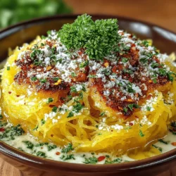 Spaghetti squash has gained popularity as a versatile and nutritious alternative to traditional pasta, capturing the hearts of health enthusiasts and food lovers alike. Its unique texture and mild flavor create a canvas for a variety of sauces and toppings, making it an ideal choice for those looking to enjoy a satisfying meal without the carbohydrates associated with conventional pasta. In this recipe, we will explore how to prepare a deliciously creamy roasted garlic sauce that elevates the humble spaghetti squash into a gourmet dish. Whether you follow a gluten-free or dairy-free diet, this recipe is adaptable, ensuring everyone at the table can indulge in its rich flavors.