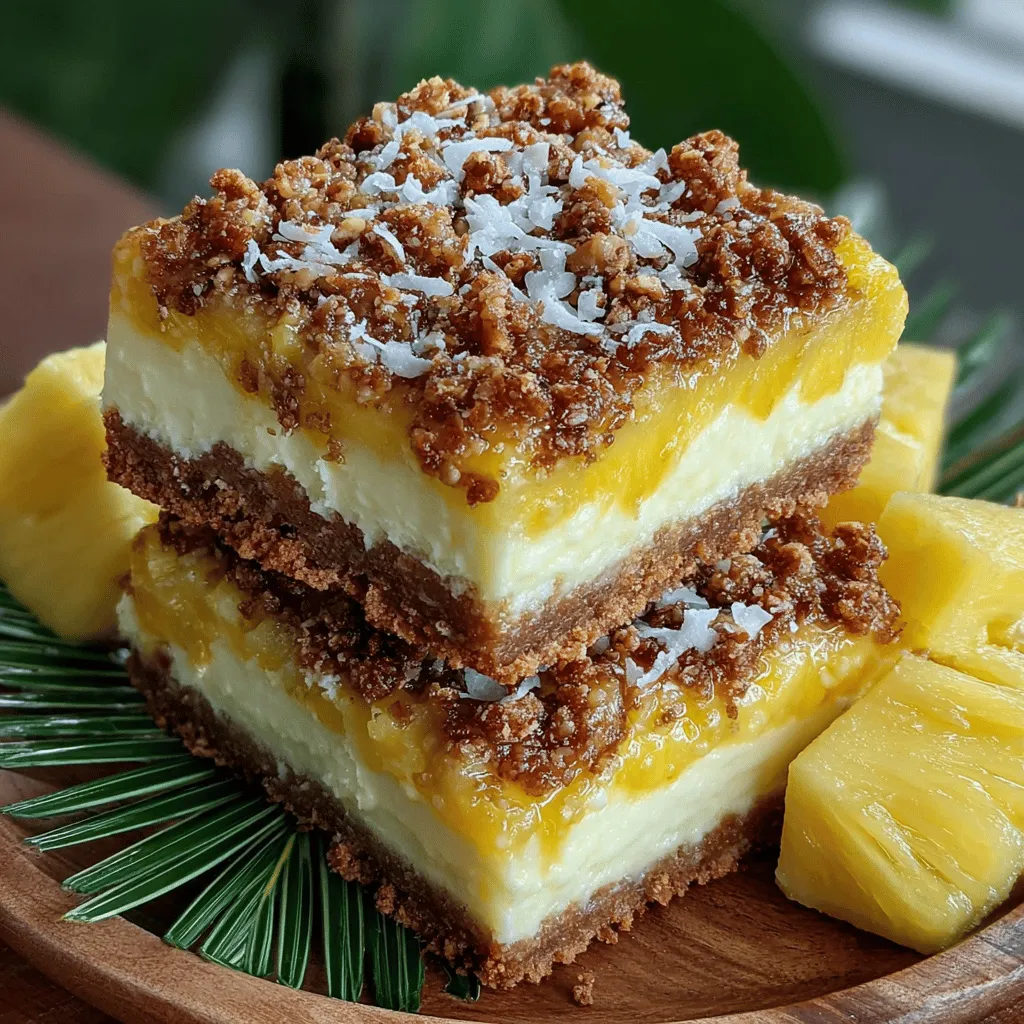In the realm of delightful desserts, few creations can match the refreshing, tropical charm of Tropical Paradise Frozen Yogurt Pineapple Crumble Bars. As summer approaches, this recipe emerges as a shining star, perfect for warm weather gatherings, family picnics, or simply indulging in a sweet treat at home. With every bite, you are transported to sun-soaked beaches, where the sweetness of ripe pineapple mingles with the creamy richness of Greek yogurt, all encased in a crunchy oat crust. These bars not only satisfy your sweet tooth but also offer a healthier alternative to traditional desserts, making them an excellent choice for health-conscious dessert lovers.