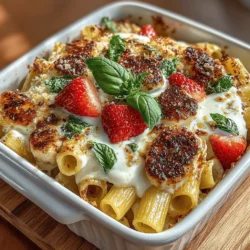 Introducing the Easy Neapolitan Cake Pasta Bake—a delightful fusion of flavors that marries the comfort of pasta with the sweetness of dessert. This innovative recipe takes traditional elements of Italian cuisine and transforms them into a unique dish that is sure to tantalize your taste buds. Imagine tender penne pasta enveloped in a creamy ricotta mixture, complemented by fresh fruits and a hint of cinnamon, all mingling together under a rich marinara sauce. To top it off, a generous layer of gooey mozzarella and a dusting of Parmesan create an irresistible golden crust.