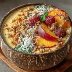 Smoothie bowls have become a beloved breakfast trend, reflecting a shift toward more nutritious and visually appealing meals. These bowls are not only delicious but also offer a convenient way to pack essential nutrients into your morning routine. The vibrant colors and textures invite creativity, allowing you to personalize your bowl with various toppings, making every breakfast an exciting culinary adventure. One standout recipe in the realm of smoothie bowls is the Ginger Peach Bliss Smoothie Bowl, a refreshing blend that tantalizes the taste buds while providing a wealth of health benefits.