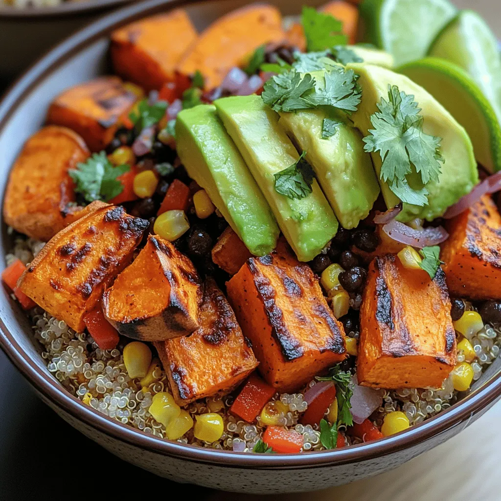 - 2 medium sweet potatoes, peeled and diced - 1 can (15 oz) black beans, rinsed and drained - 1 cup corn (fresh, frozen, or canned) - 1 red bell pepper, diced - 1 small red onion, diced - 3 cloves garlic, minced - 2 tablespoons olive oil - 1 teaspoon ground cumin - 1 teaspoon smoked paprika - 1 teaspoon chili powder (optional for heat) - Salt and pepper, to taste - Fresh cilantro, for garnish (optional) - Lime wedges, for serving (optional)