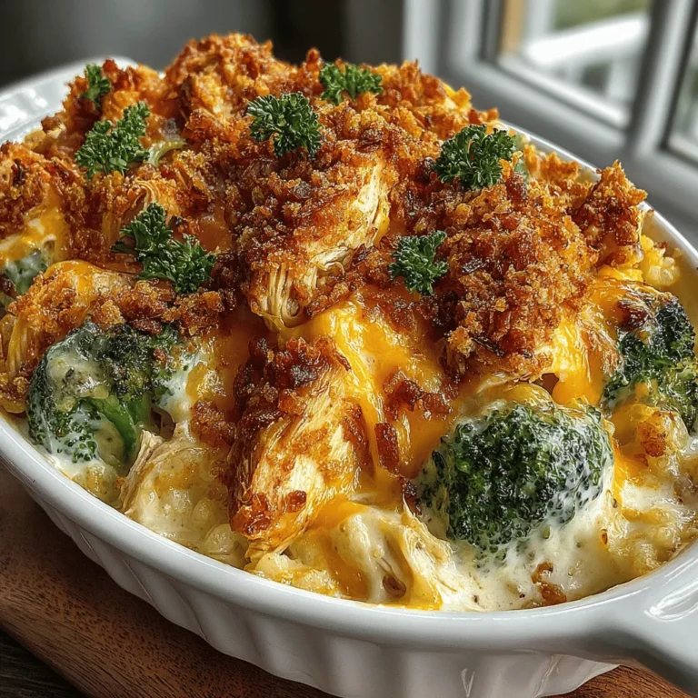 In the world of comfort food, few dishes can match the heartwarming appeal of a creamy casserole. The Creamy Chicken & Broccoli Rice Delight is a perfect blend of tender chicken, vibrant broccoli, and fluffy rice, all enveloped in a rich, creamy sauce. This dish not only satisfies hunger but also provides a nutritious balance of protein and vegetables, making it a wholesome choice for family dinners or meal prep. With easy-to-follow steps and readily available ingredients, this recipe is designed to delight both novice cooks and seasoned chefs alike.
