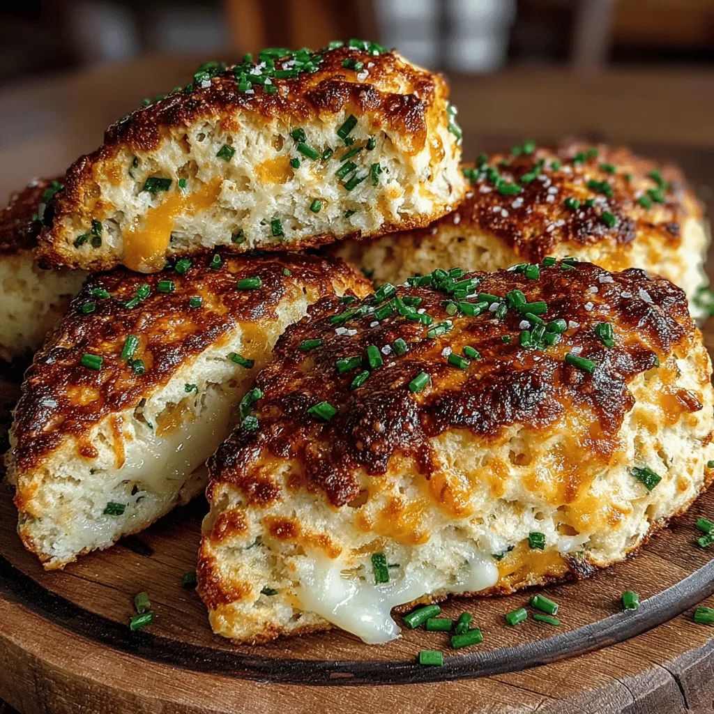 - 2 cups all-purpose flour - 1 tablespoon baking powder - 1 teaspoon salt - 1/2 teaspoon black pepper - 1/4 cup unsalted butter, chilled and cubed - 1 cup sharp cheddar cheese, shredded - 1/2 cup onion, finely chopped - 2 tablespoons chives, chopped (optional) - 3/4 cup whole milk - 1 egg (for egg wash)