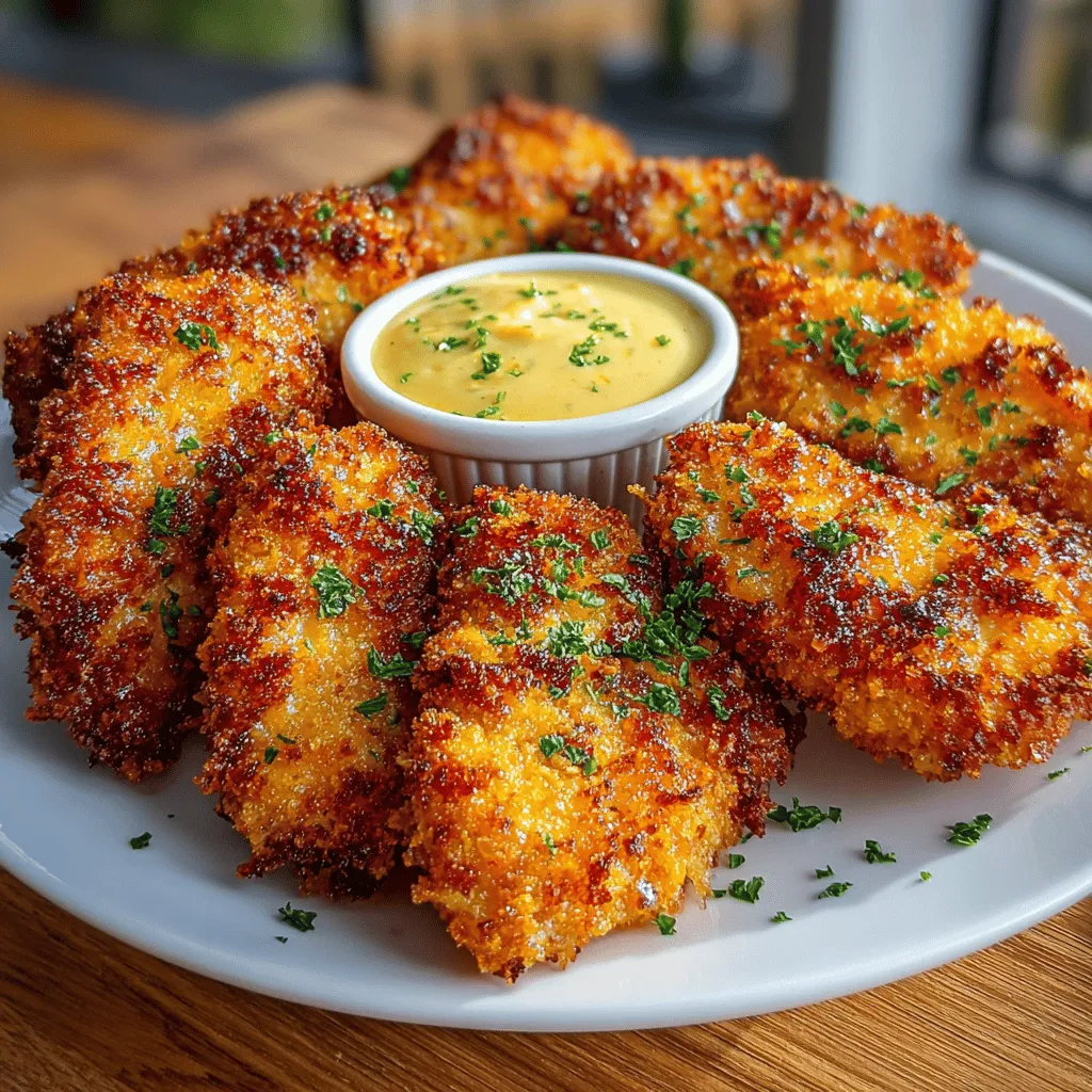 Discover the ultimate comfort food with a healthy twist: Crunchy Golden Air Fryer Chicken Tenders with Sweet Honey Mustard Dip. This recipe not only delivers on flavor but also offers a guilt-free way to enjoy one of your favorite dishes. Crafted for both novice cooks and seasoned chefs, the air fryer method ensures crispy, golden tenders without the excess oil used in traditional frying. In this post, we’ll guide you through each step of the recipe, discuss the benefits of using an air fryer, and explore the delightful flavors of our homemade honey mustard dip.