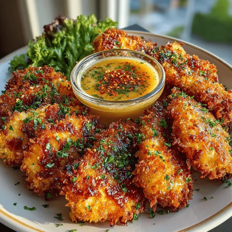 Discover the ultimate comfort food with a healthy twist: Crunchy Golden Air Fryer Chicken Tenders with Sweet Honey Mustard Dip. This recipe not only delivers on flavor but also offers a guilt-free way to enjoy one of your favorite dishes. Crafted for both novice cooks and seasoned chefs, the air fryer method ensures crispy, golden tenders without the excess oil used in traditional frying. In this post, we’ll guide you through each step of the recipe, discuss the benefits of using an air fryer, and explore the delightful flavors of our homemade honey mustard dip.