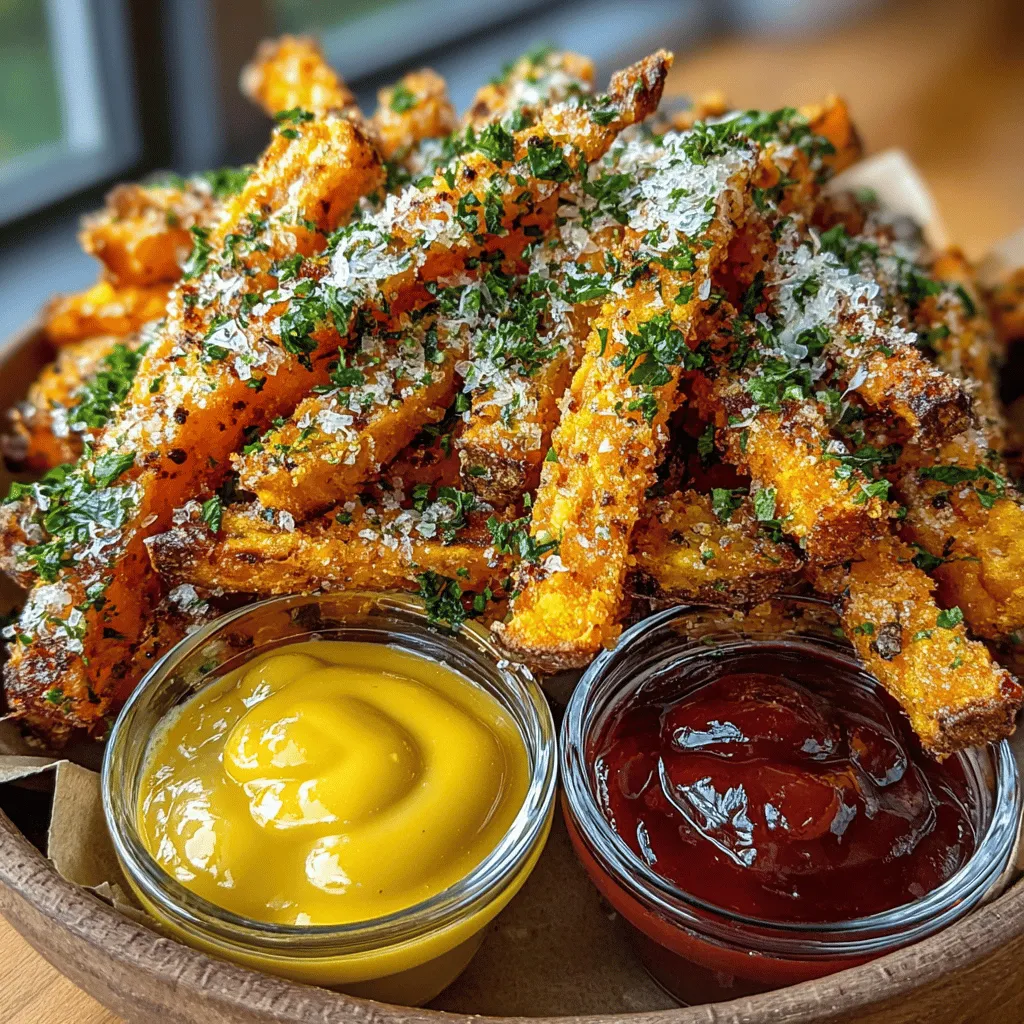 - 2 medium sweet potatoes - 2 tablespoons olive oil - 1 teaspoon garlic powder - 1 teaspoon smoked paprika - ½ teaspoon salt - ¼ teaspoon black pepper - Optional: 1 tablespoon cornstarch (for extra crispiness) - Optional: Your choice of dipping sauce (such as garlic aioli or spicy ketchup)