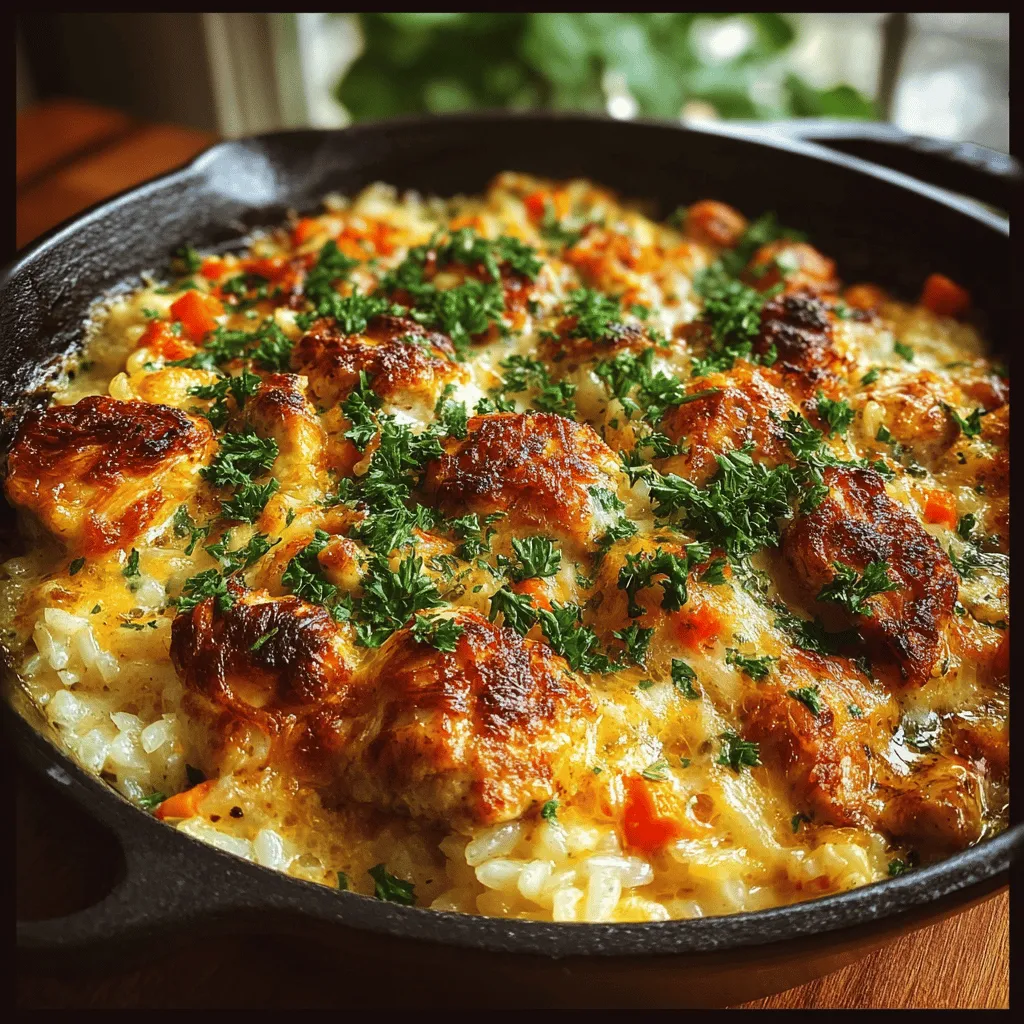 One-Pot Cheesy Chicken and Rice Casserole is the ultimate comfort food that brings families together around the dinner table. This dish is not just about flavors; it’s a wholesome meal packed with tender chicken, creamy cheese, and vibrant vegetables, all combined in one pot for a delightful experience. The convenience of a one-pot recipe saves you precious time on cleanup, making it an ideal choice for busy weeknights. With each bite, you’ll enjoy a satisfying blend of savory chicken, rich cheese, and colorful veggies, ensuring a meal that pleases both the palate and the eye.